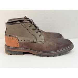 Freeman Chester Chukka Boots Brown Gray Memory Foam Men's 8.5M Casual Lace Up